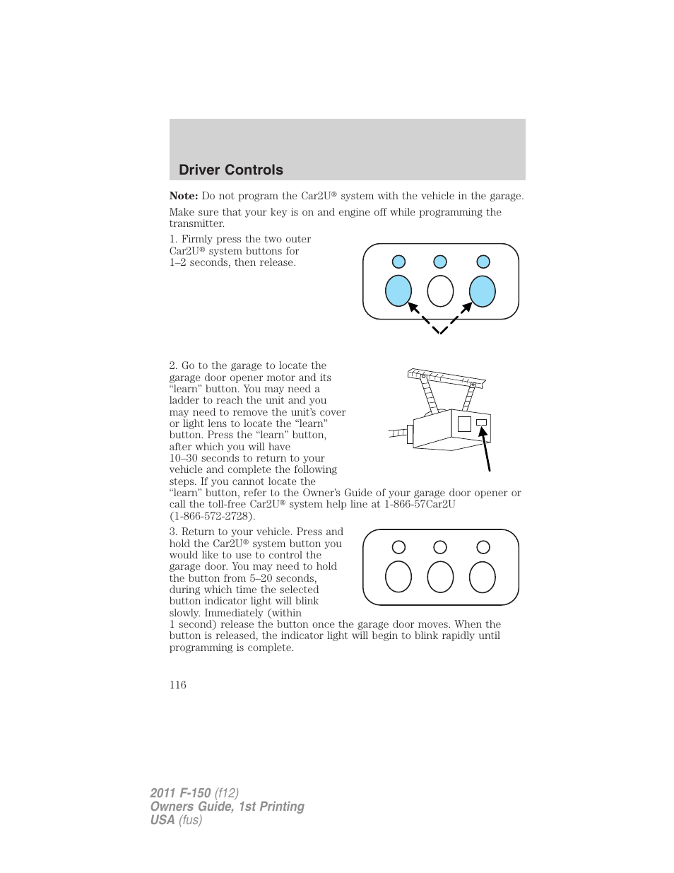 Driver controls | FORD 2011 F-150 v.1 User Manual | Page 116 / 461