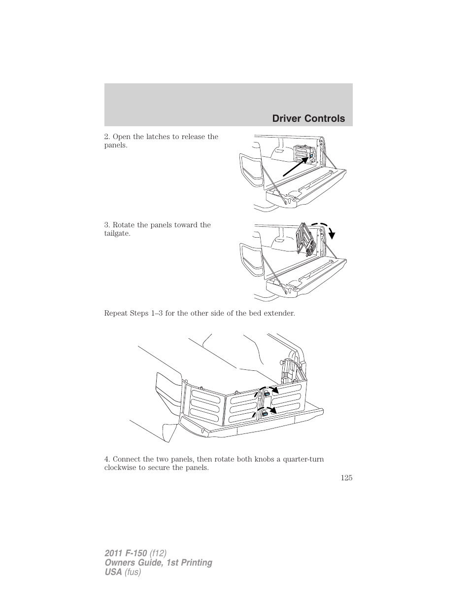 Driver controls | FORD 2011 F-150 v.1 User Manual | Page 125 / 461