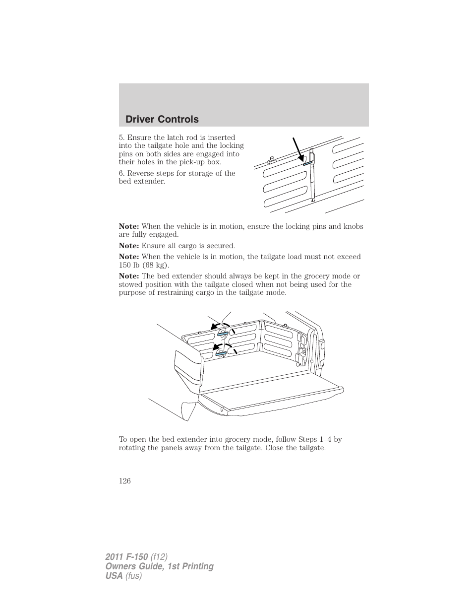 Driver controls | FORD 2011 F-150 v.1 User Manual | Page 126 / 461