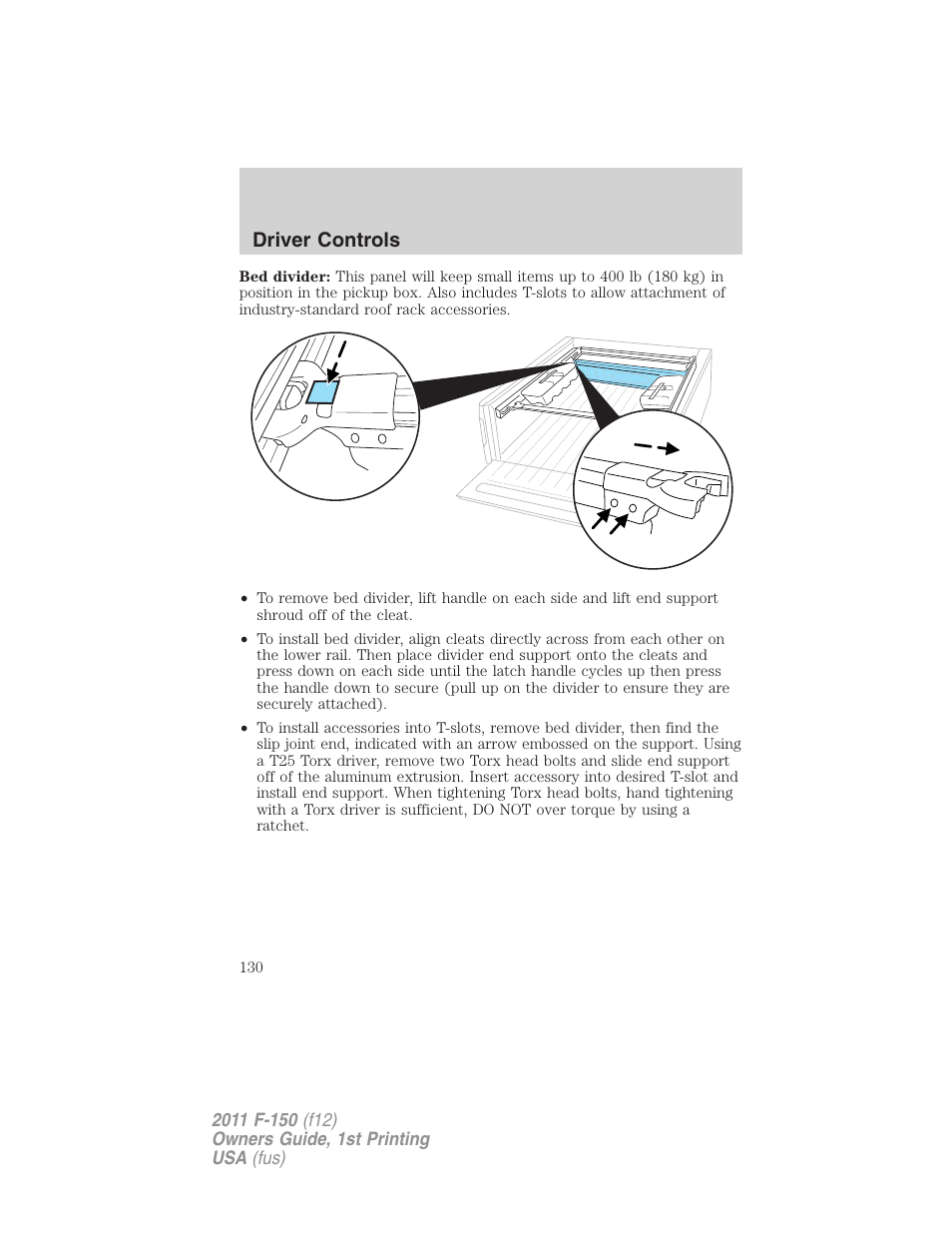Driver controls | FORD 2011 F-150 v.1 User Manual | Page 130 / 461
