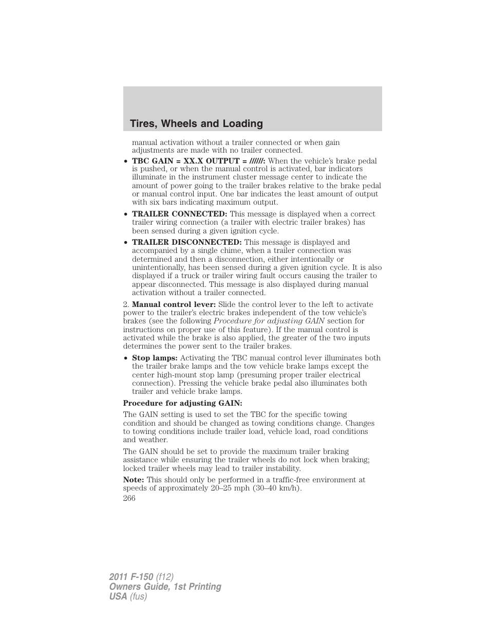 Tires, wheels and loading | FORD 2011 F-150 v.1 User Manual | Page 266 / 461