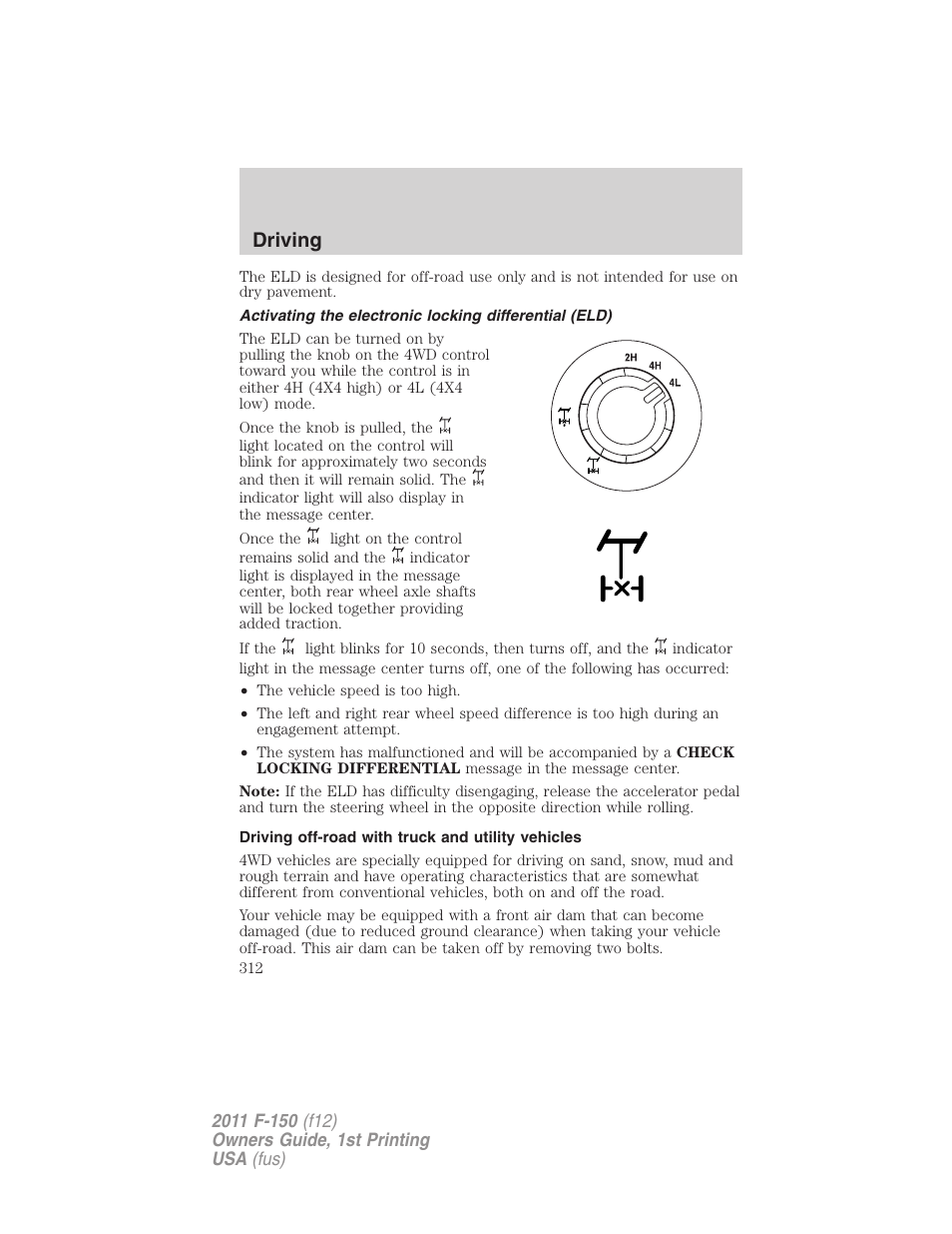 Driving off-road with truck and utility vehicles, Driving | FORD 2011 F-150 v.1 User Manual | Page 312 / 461