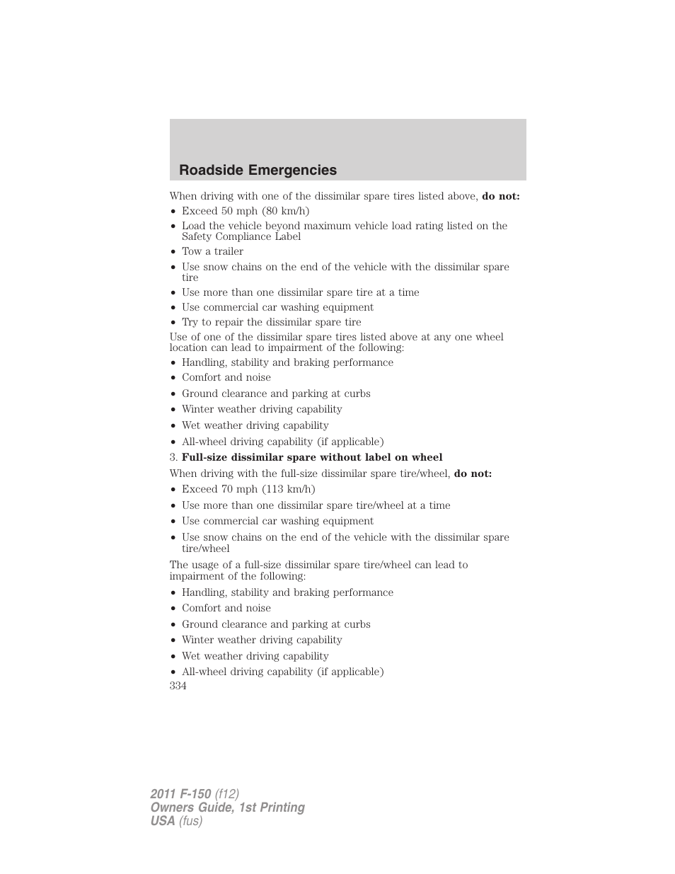 Roadside emergencies | FORD 2011 F-150 v.1 User Manual | Page 334 / 461