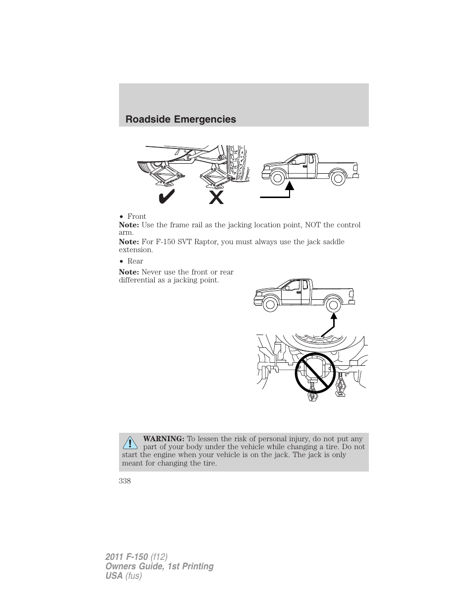 Roadside emergencies | FORD 2011 F-150 v.1 User Manual | Page 338 / 461