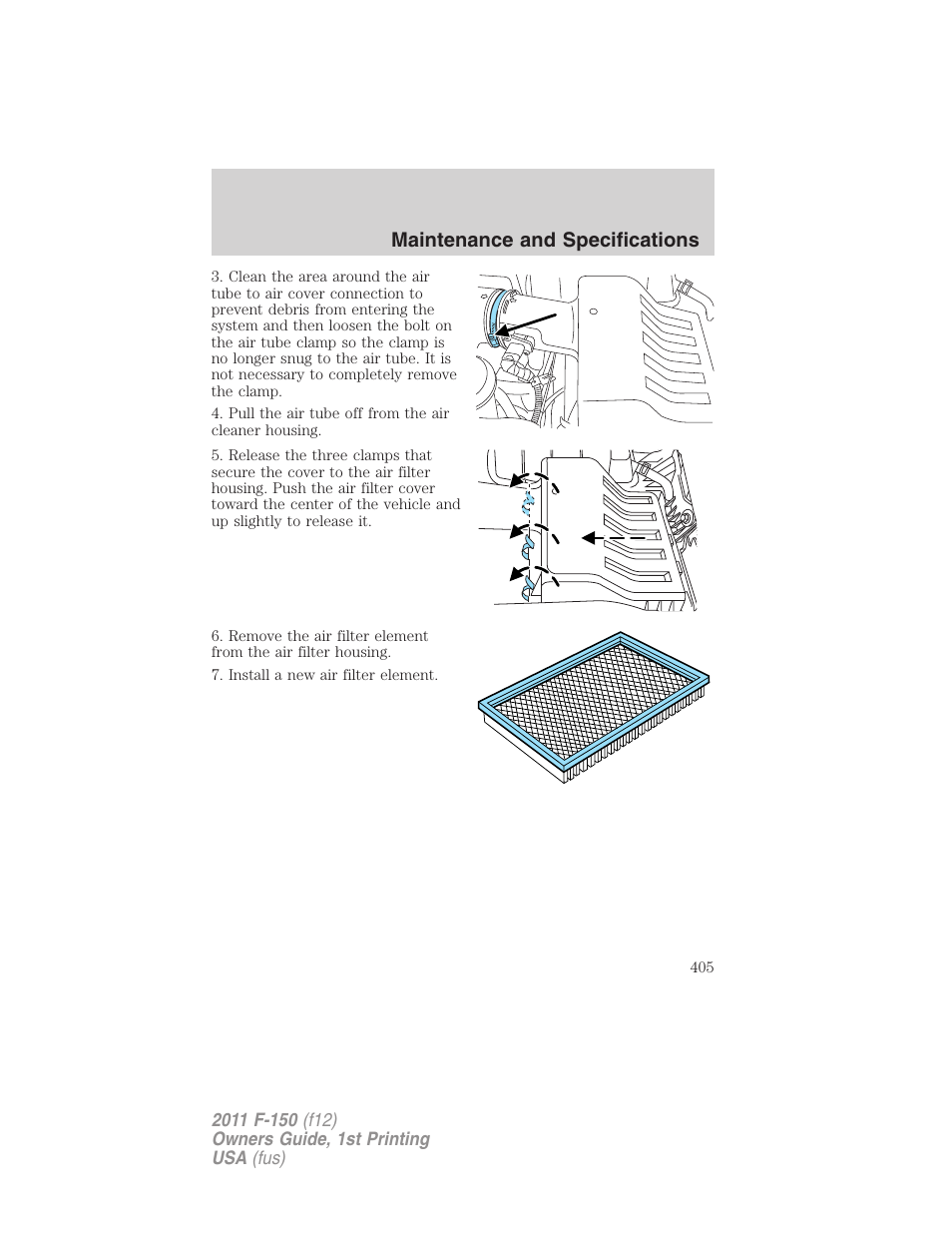 Maintenance and specifications | FORD 2011 F-150 v.1 User Manual | Page 405 / 461