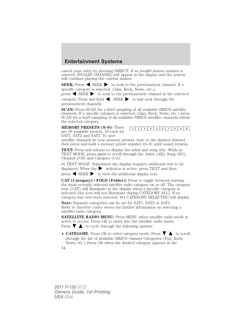 Entertainment systems | FORD 2011 F-150 v.1 User Manual | Page 54 / 461