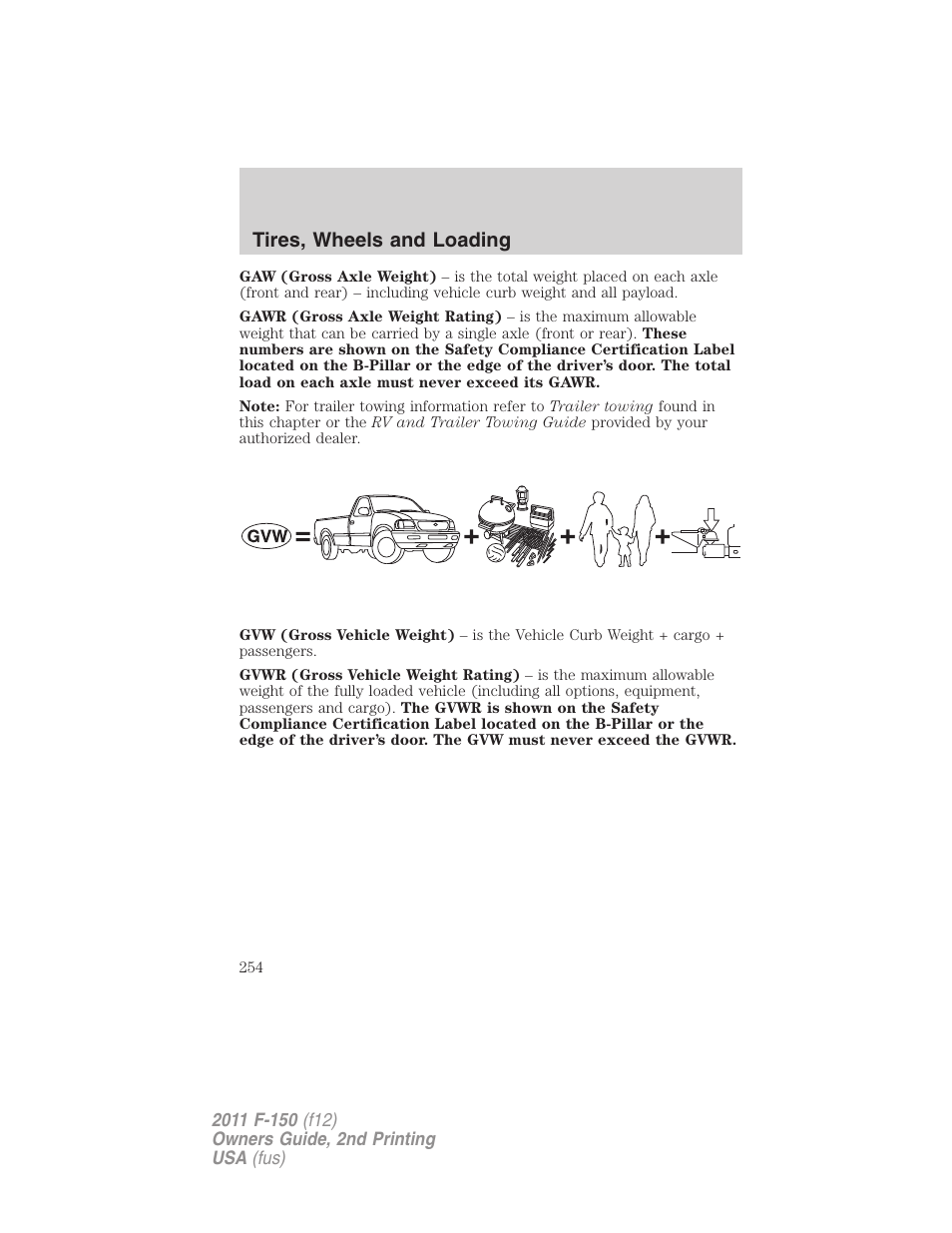 Tires, wheels and loading | FORD 2011 F-150 v.2 User Manual | Page 254 / 460