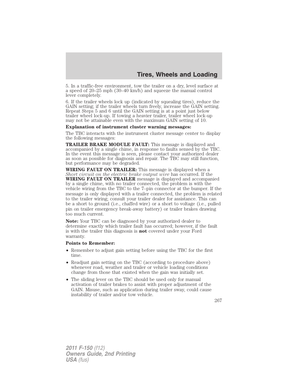 Tires, wheels and loading | FORD 2011 F-150 v.2 User Manual | Page 267 / 460