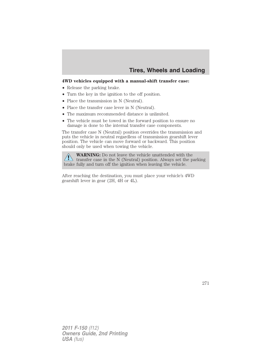 Tires, wheels and loading | FORD 2011 F-150 v.2 User Manual | Page 271 / 460