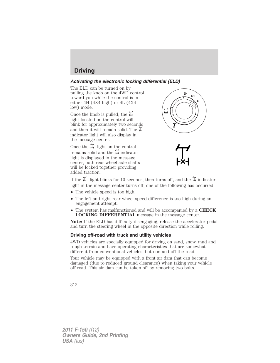 Driving off-road with truck and utility vehicles, Driving | FORD 2011 F-150 v.2 User Manual | Page 312 / 460