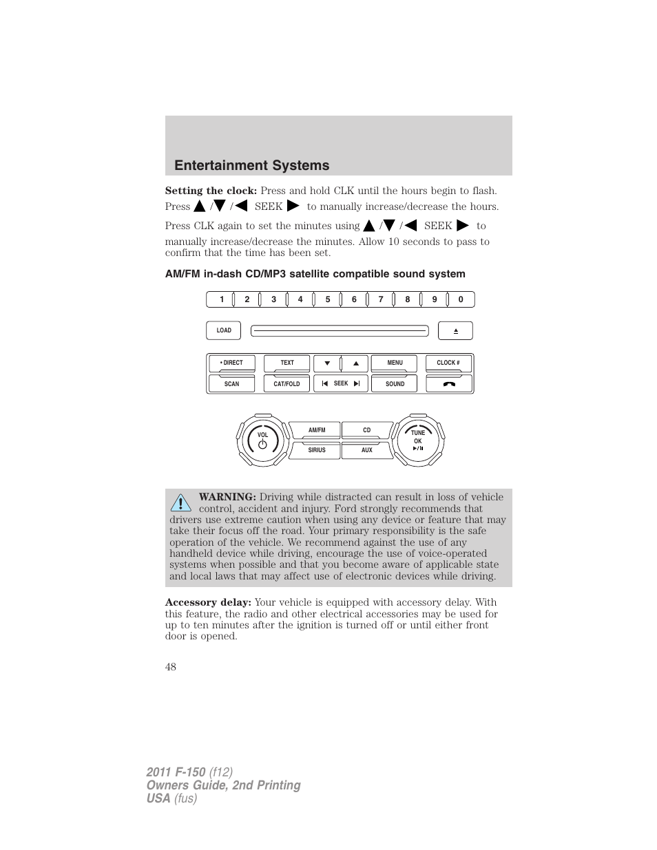 Am/fm stereo with cd/mp3, Entertainment systems | FORD 2011 F-150 v.2 User Manual | Page 48 / 460