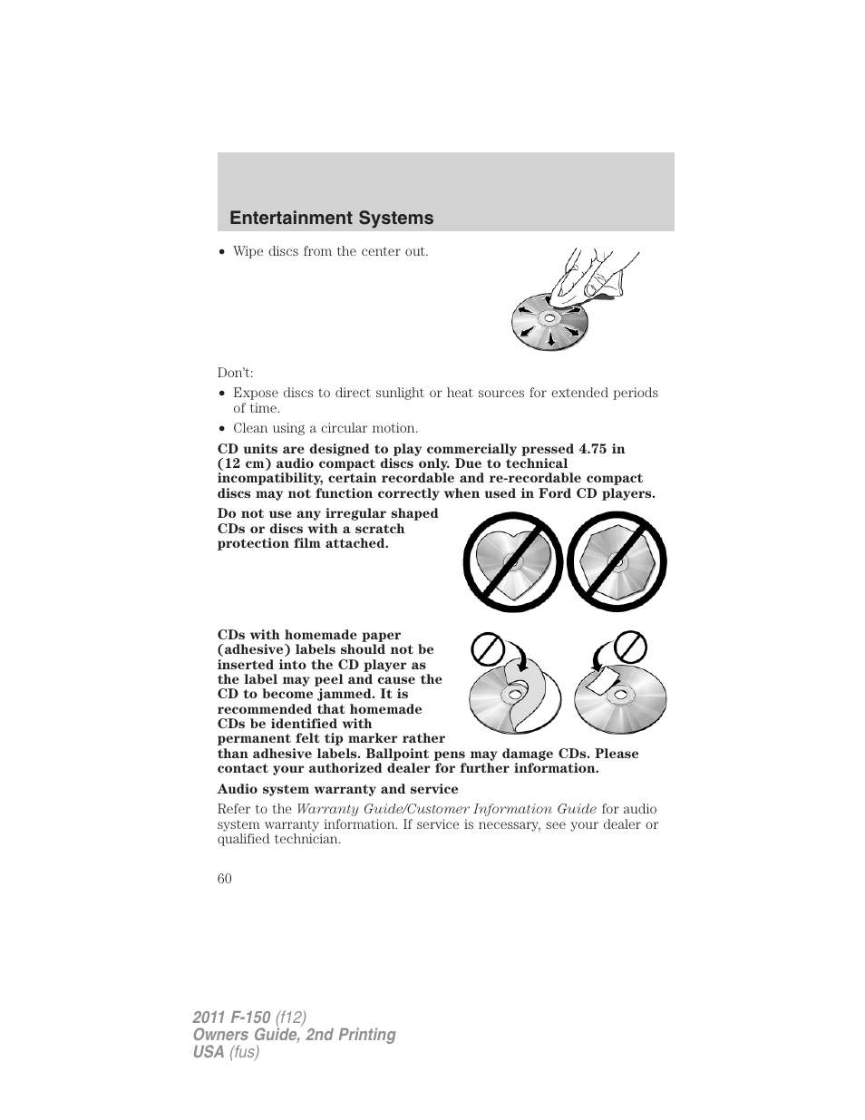 Entertainment systems | FORD 2011 F-150 v.2 User Manual | Page 60 / 460