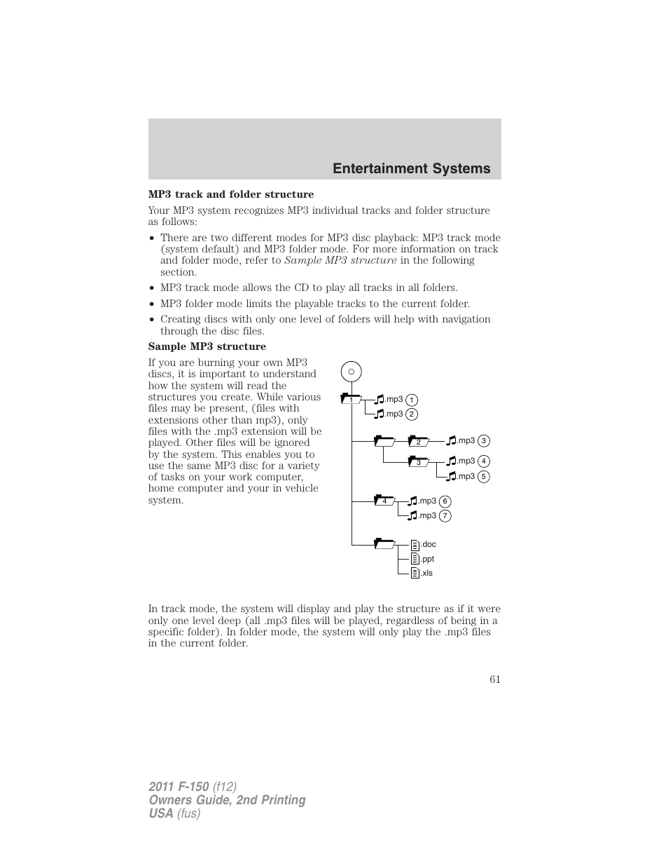 Entertainment systems | FORD 2011 F-150 v.2 User Manual | Page 61 / 460
