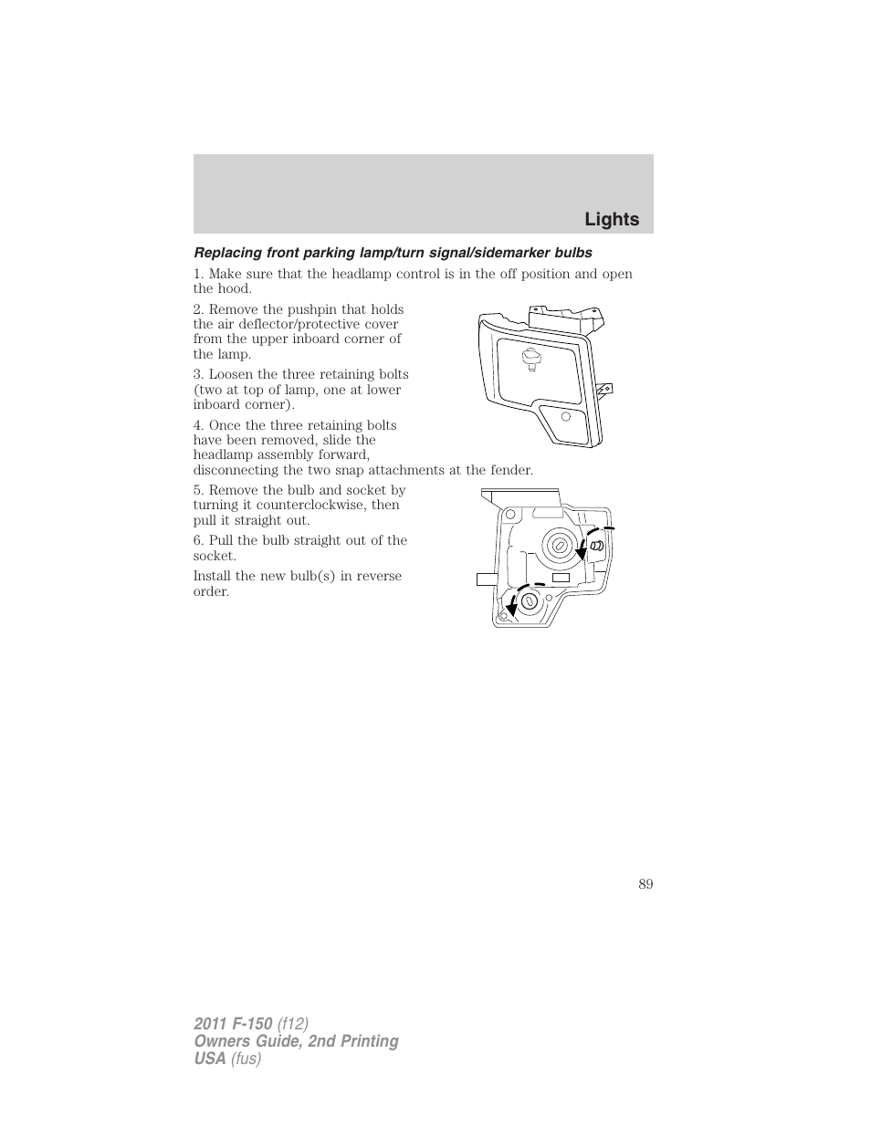 Lights | FORD 2011 F-150 v.2 User Manual | Page 89 / 460