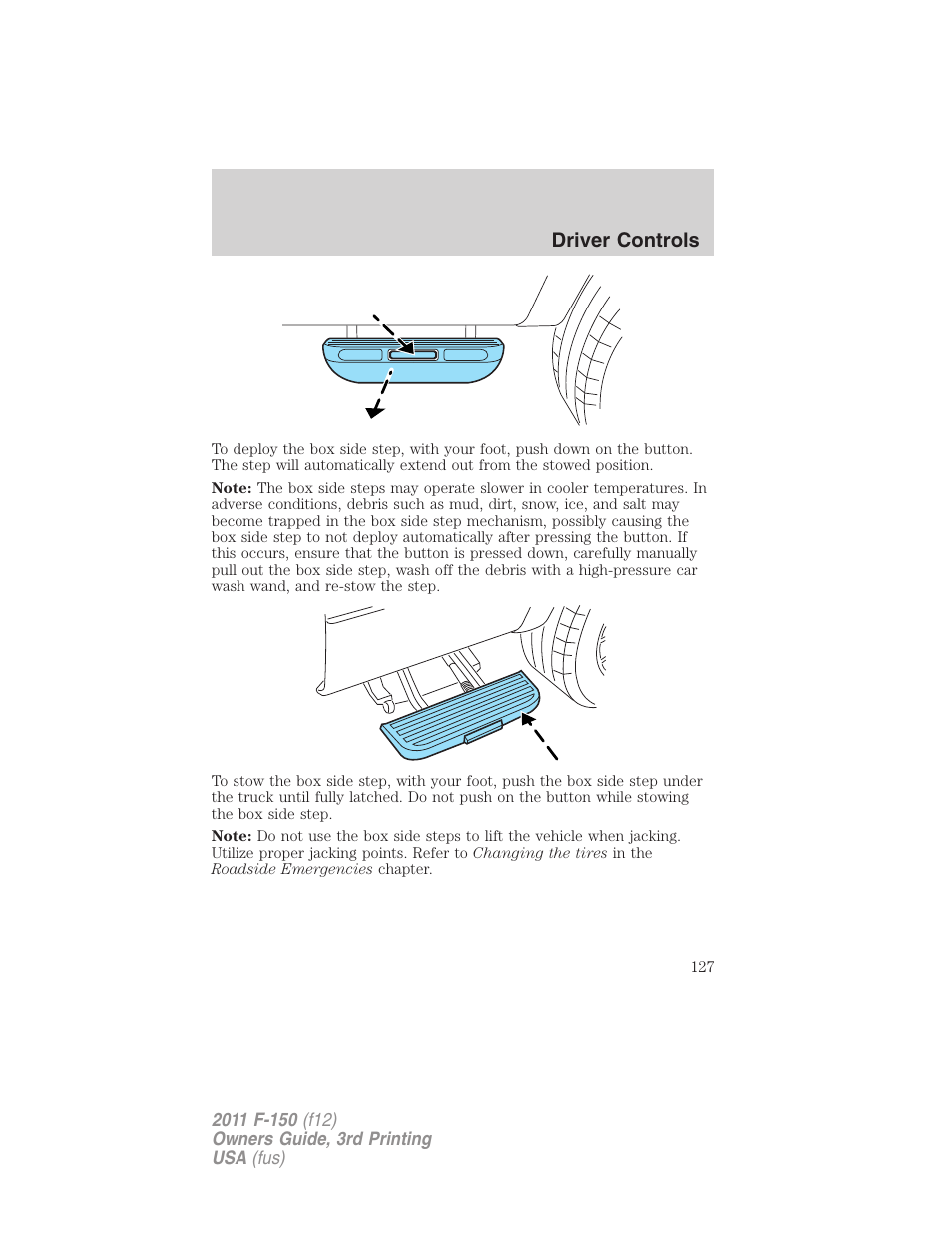 Driver controls | FORD 2011 F-150 v.3 User Manual | Page 127 / 464