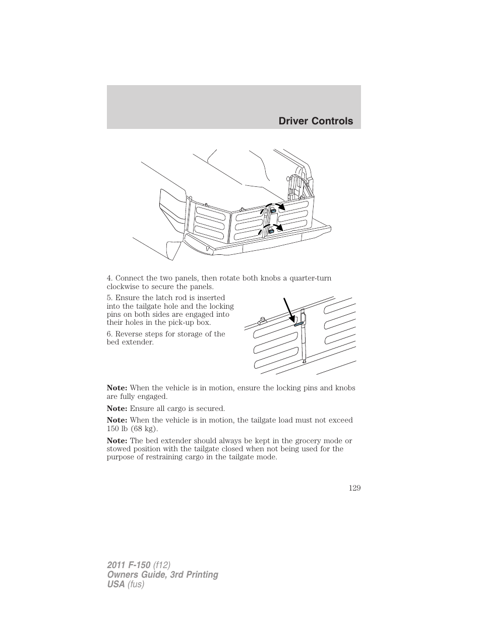 Driver controls | FORD 2011 F-150 v.3 User Manual | Page 129 / 464