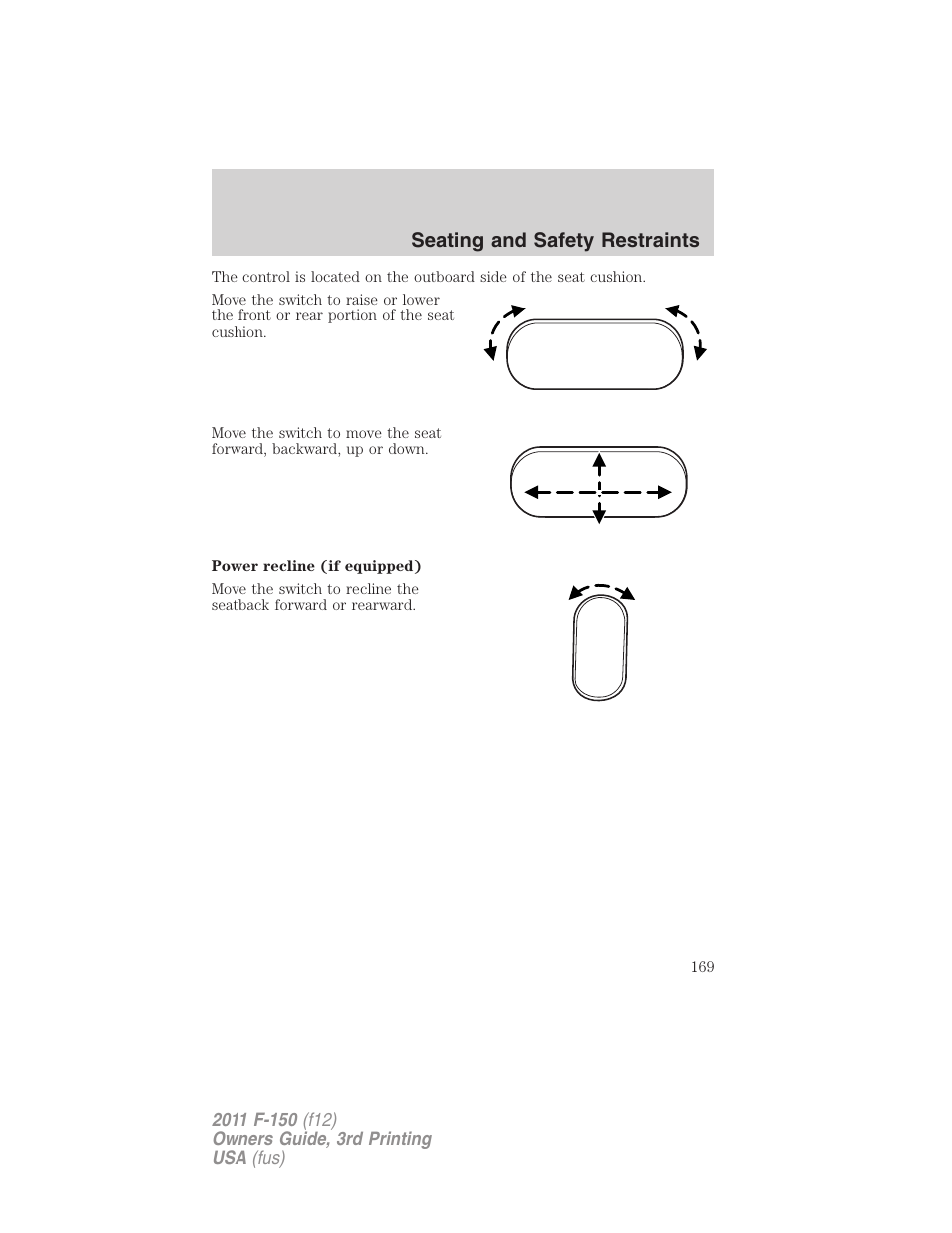 Seating and safety restraints | FORD 2011 F-150 v.3 User Manual | Page 169 / 464