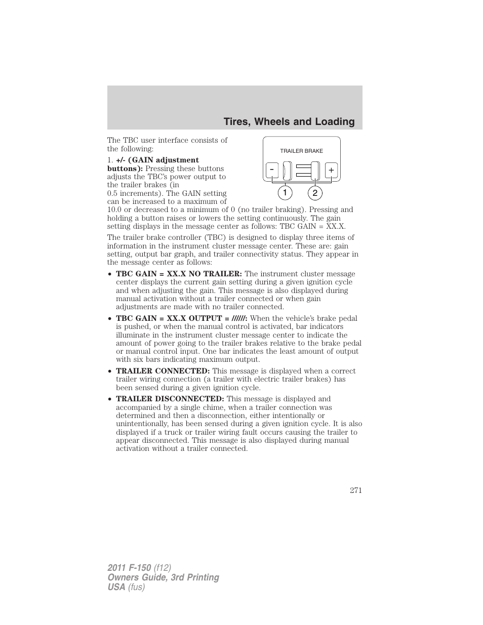 Tires, wheels and loading | FORD 2011 F-150 v.3 User Manual | Page 271 / 464