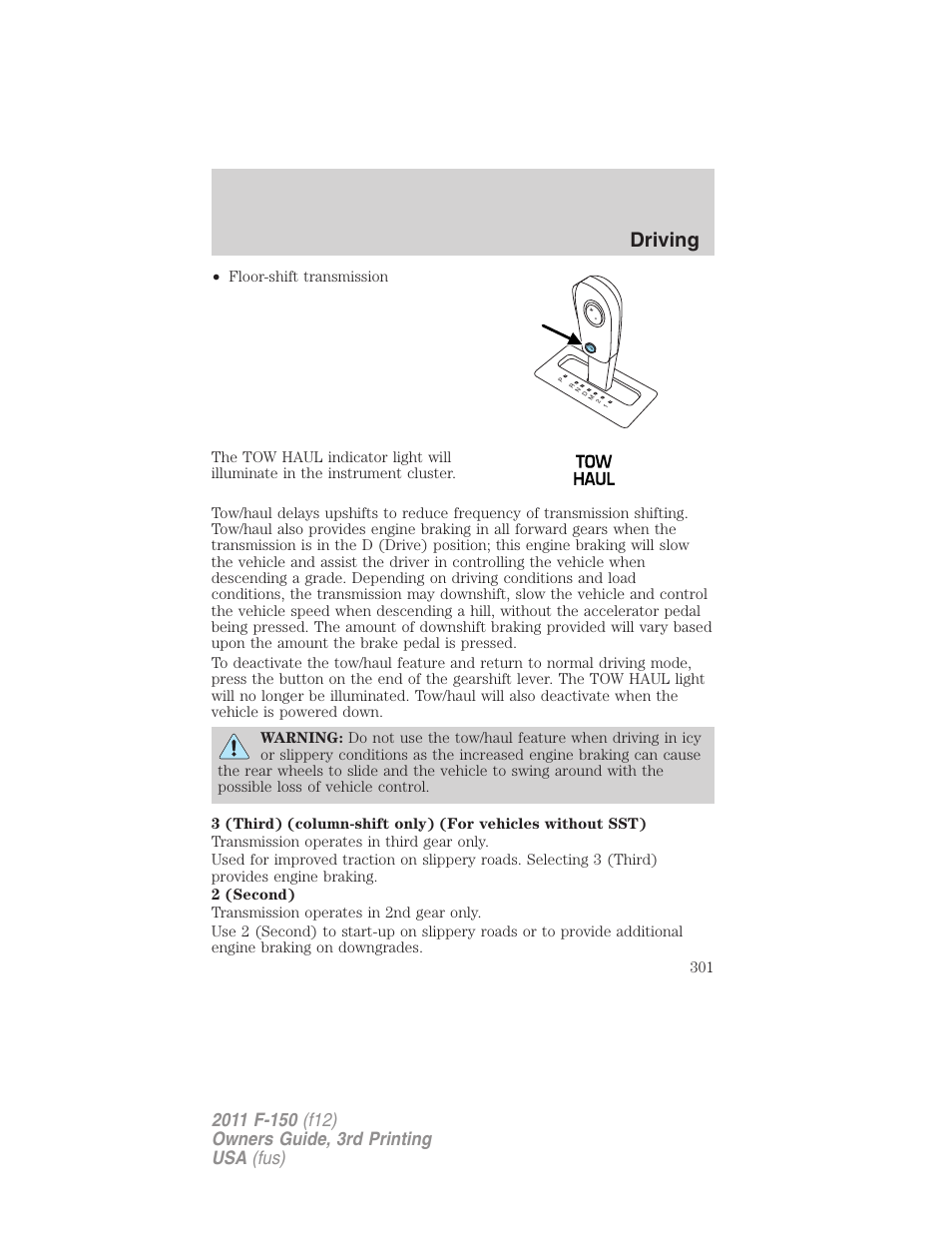 Driving | FORD 2011 F-150 v.3 User Manual | Page 301 / 464