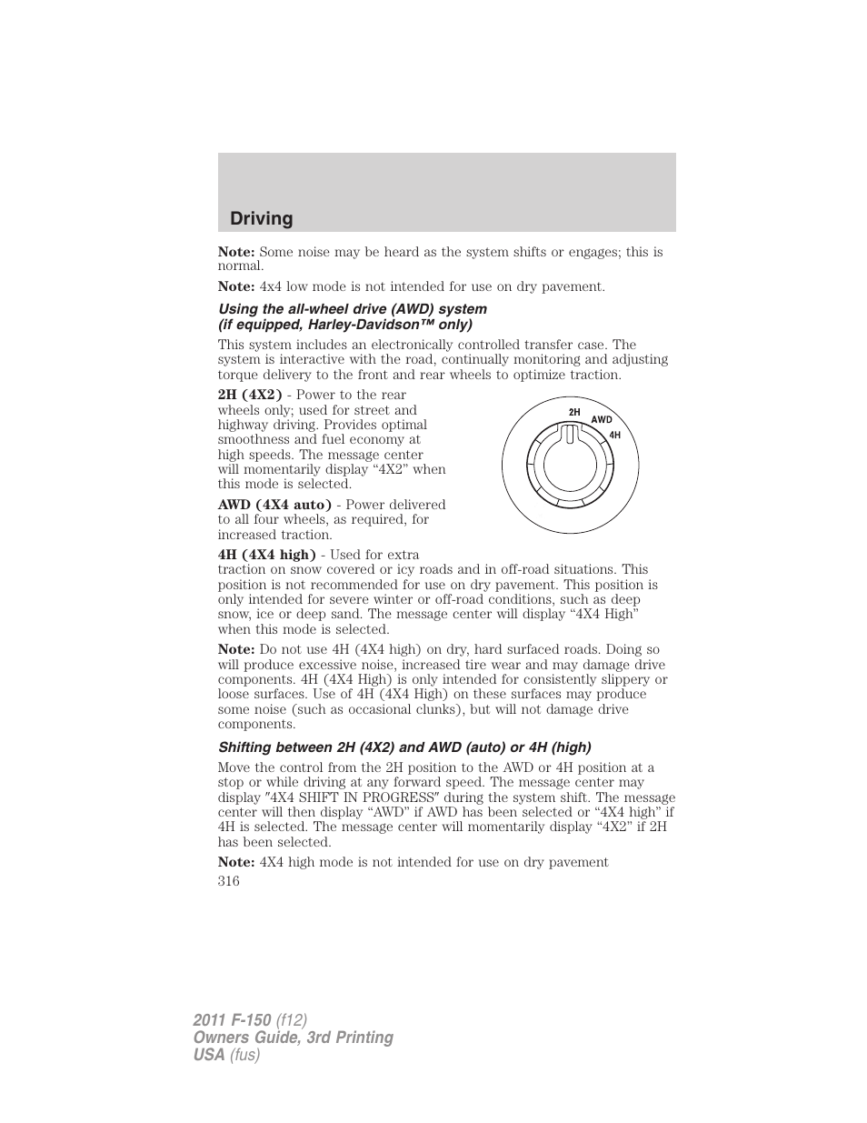 Driving | FORD 2011 F-150 v.3 User Manual | Page 316 / 464