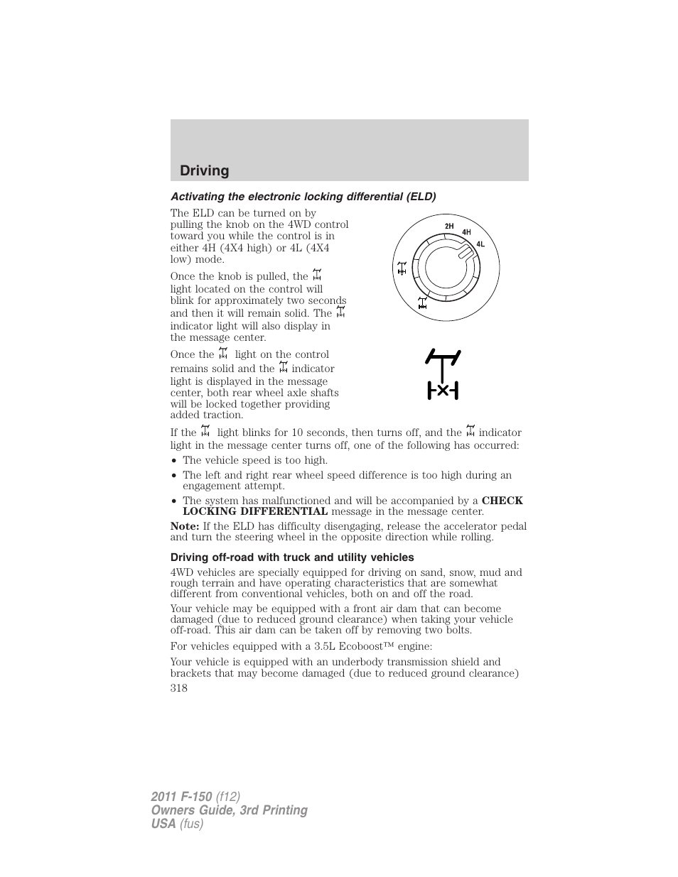 Driving off-road with truck and utility vehicles, Driving | FORD 2011 F-150 v.3 User Manual | Page 318 / 464