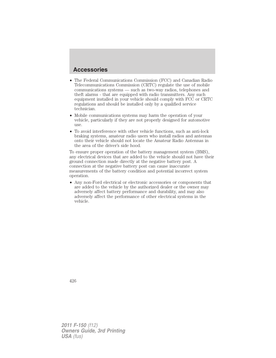 Accessories | FORD 2011 F-150 v.3 User Manual | Page 426 / 464