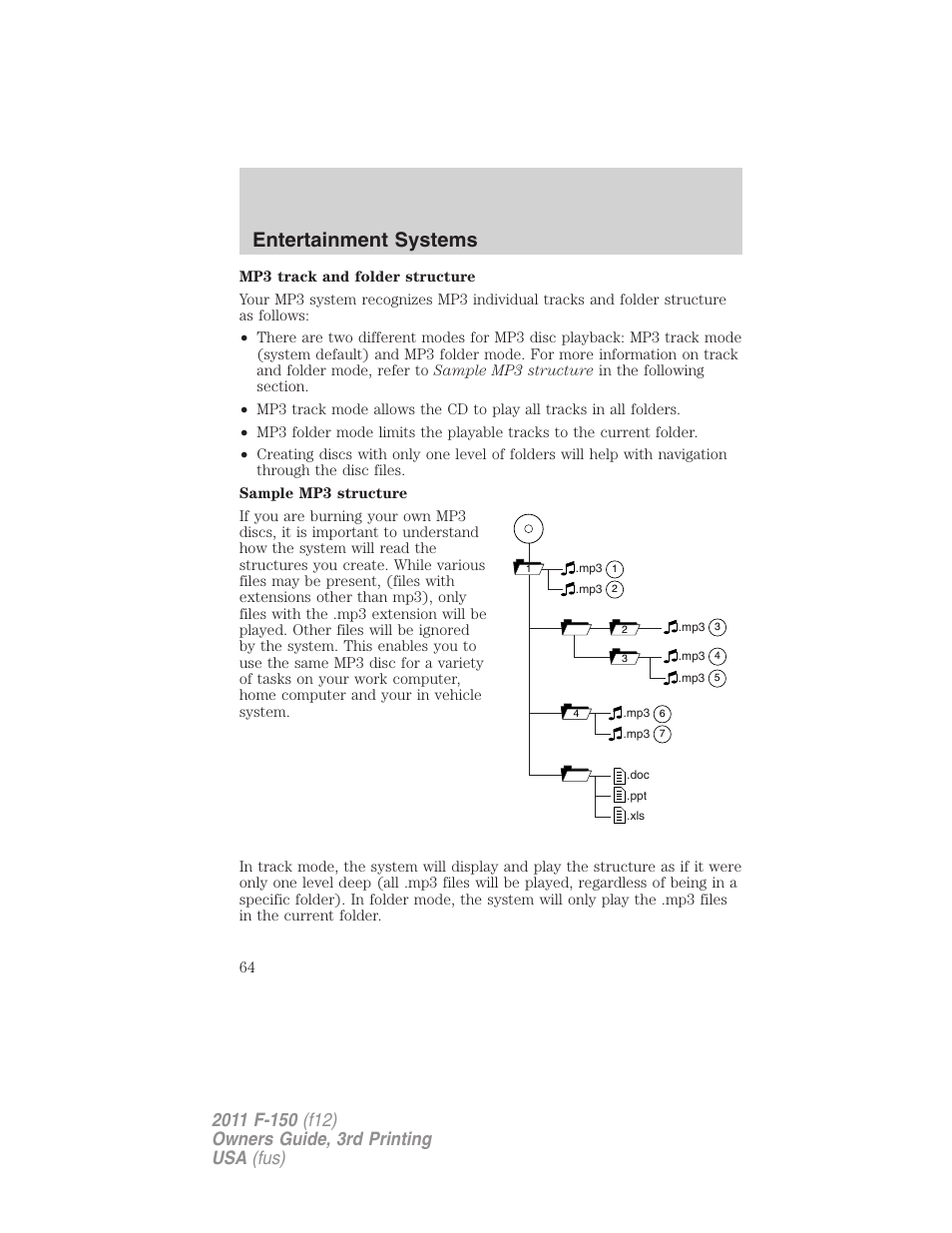 Entertainment systems | FORD 2011 F-150 v.3 User Manual | Page 64 / 464