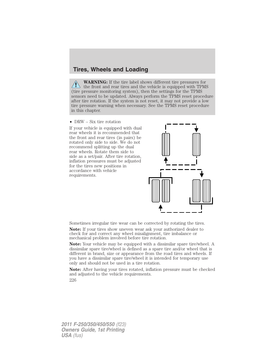 Tires, wheels and loading | FORD 2011 F-550 v.1 User Manual | Page 226 / 441