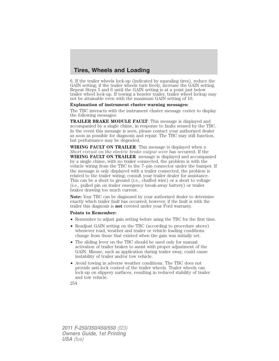 Tires, wheels and loading | FORD 2011 F-550 v.1 User Manual | Page 254 / 441