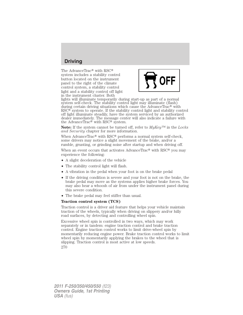 Driving | FORD 2011 F-550 v.1 User Manual | Page 270 / 441