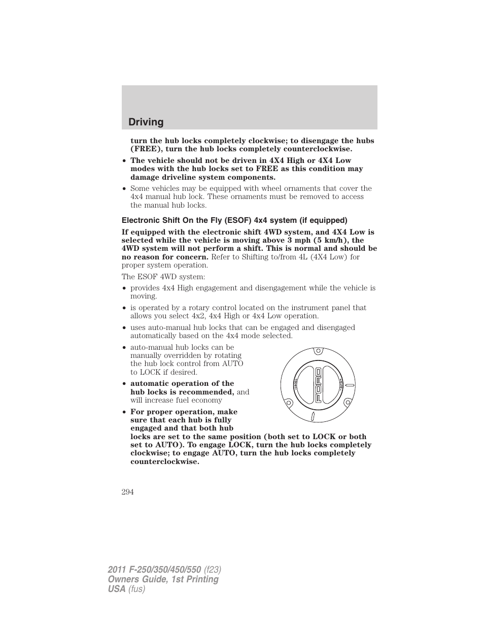 Driving | FORD 2011 F-550 v.1 User Manual | Page 294 / 441