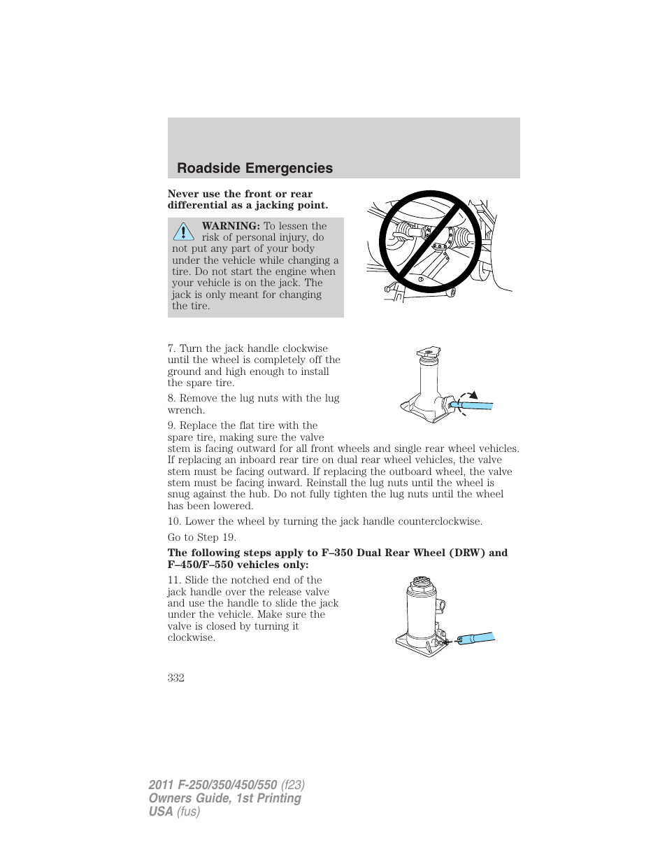 Roadside emergencies | FORD 2011 F-550 v.1 User Manual | Page 332 / 441