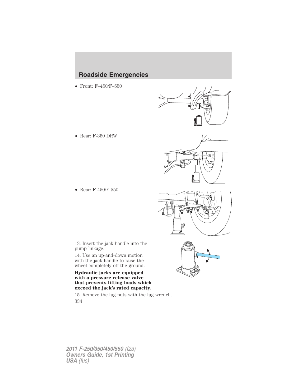 Roadside emergencies | FORD 2011 F-550 v.1 User Manual | Page 334 / 441