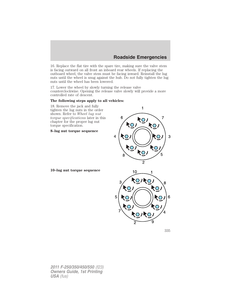 Roadside emergencies | FORD 2011 F-550 v.1 User Manual | Page 335 / 441