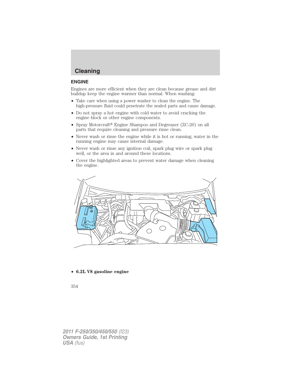 Engine, Cleaning | FORD 2011 F-550 v.1 User Manual | Page 354 / 441
