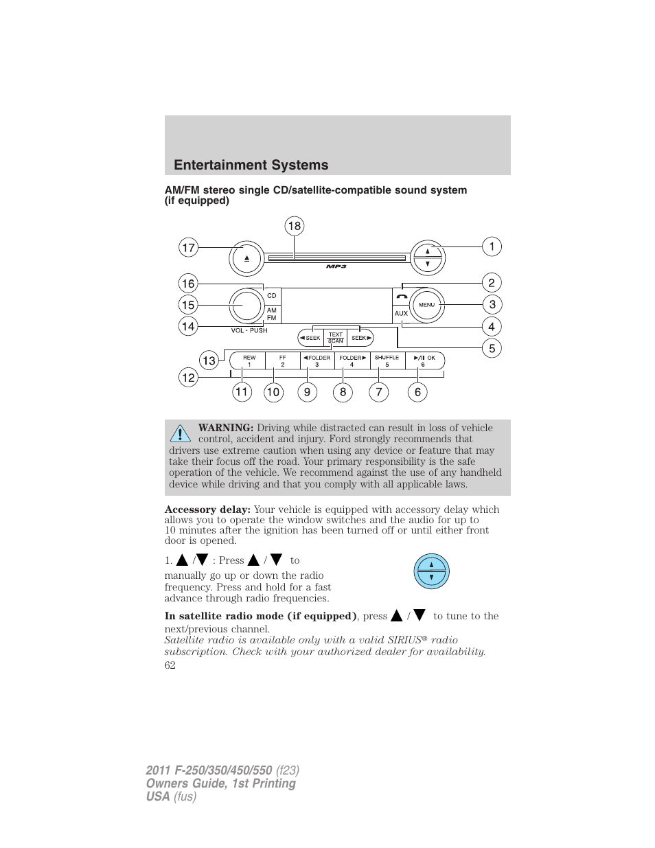Am/fm stereo with cd, Entertainment systems | FORD 2011 F-550 v.1 User Manual | Page 62 / 441