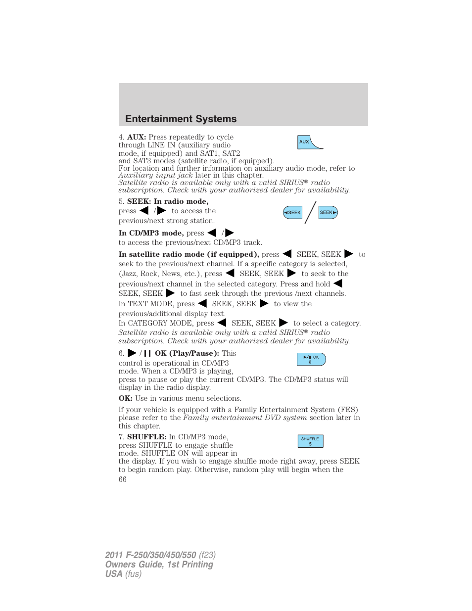 Entertainment systems | FORD 2011 F-550 v.1 User Manual | Page 66 / 441