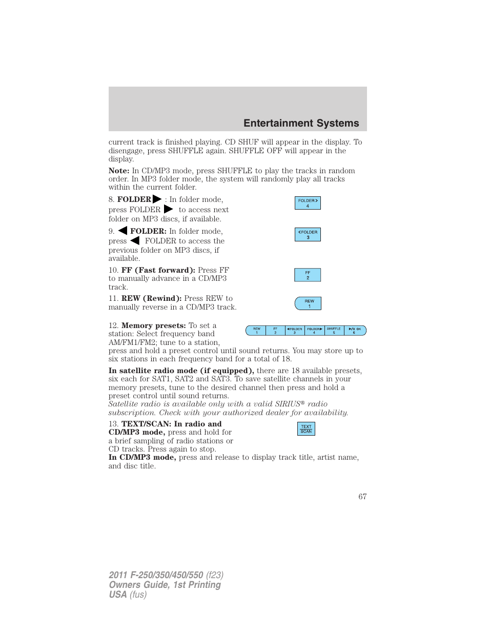 Entertainment systems | FORD 2011 F-550 v.1 User Manual | Page 67 / 441