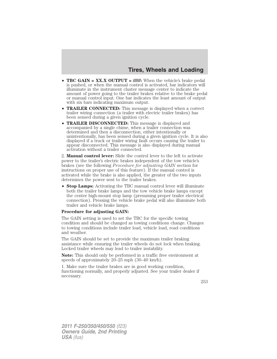Tires, wheels and loading | FORD 2011 F-550 v.2 User Manual | Page 253 / 448