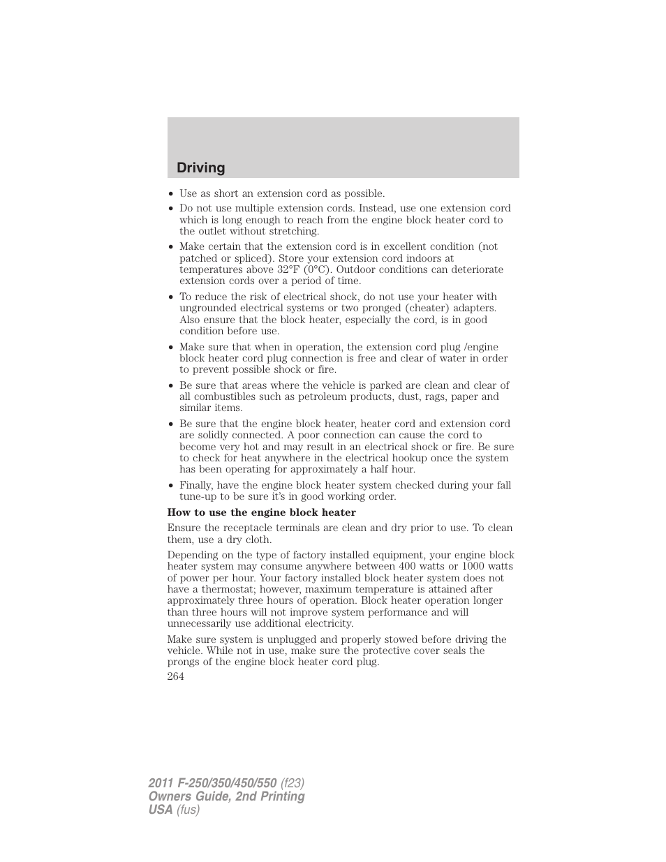 Driving | FORD 2011 F-550 v.2 User Manual | Page 264 / 448