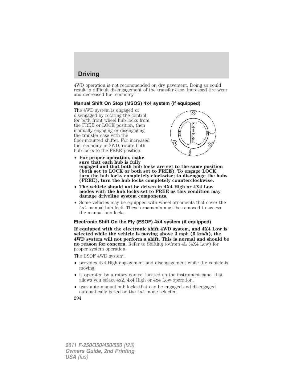 Driving | FORD 2011 F-550 v.2 User Manual | Page 294 / 448
