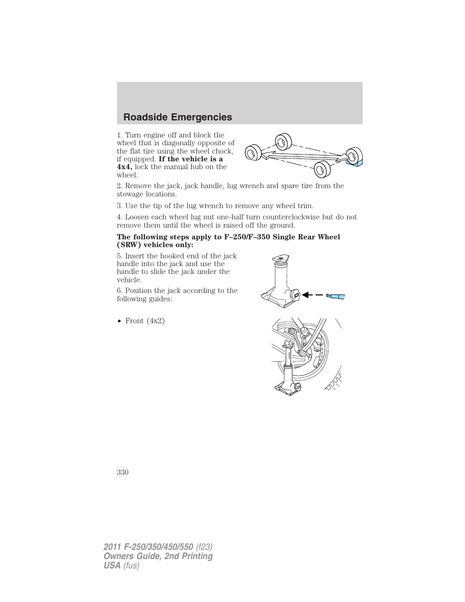 Roadside emergencies | FORD 2011 F-550 v.2 User Manual | Page 330 / 448