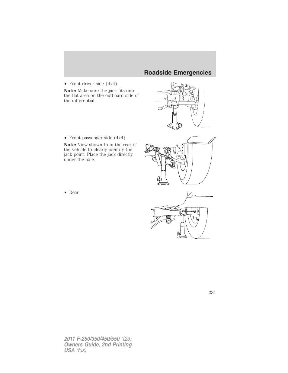 Roadside emergencies | FORD 2011 F-550 v.2 User Manual | Page 331 / 448