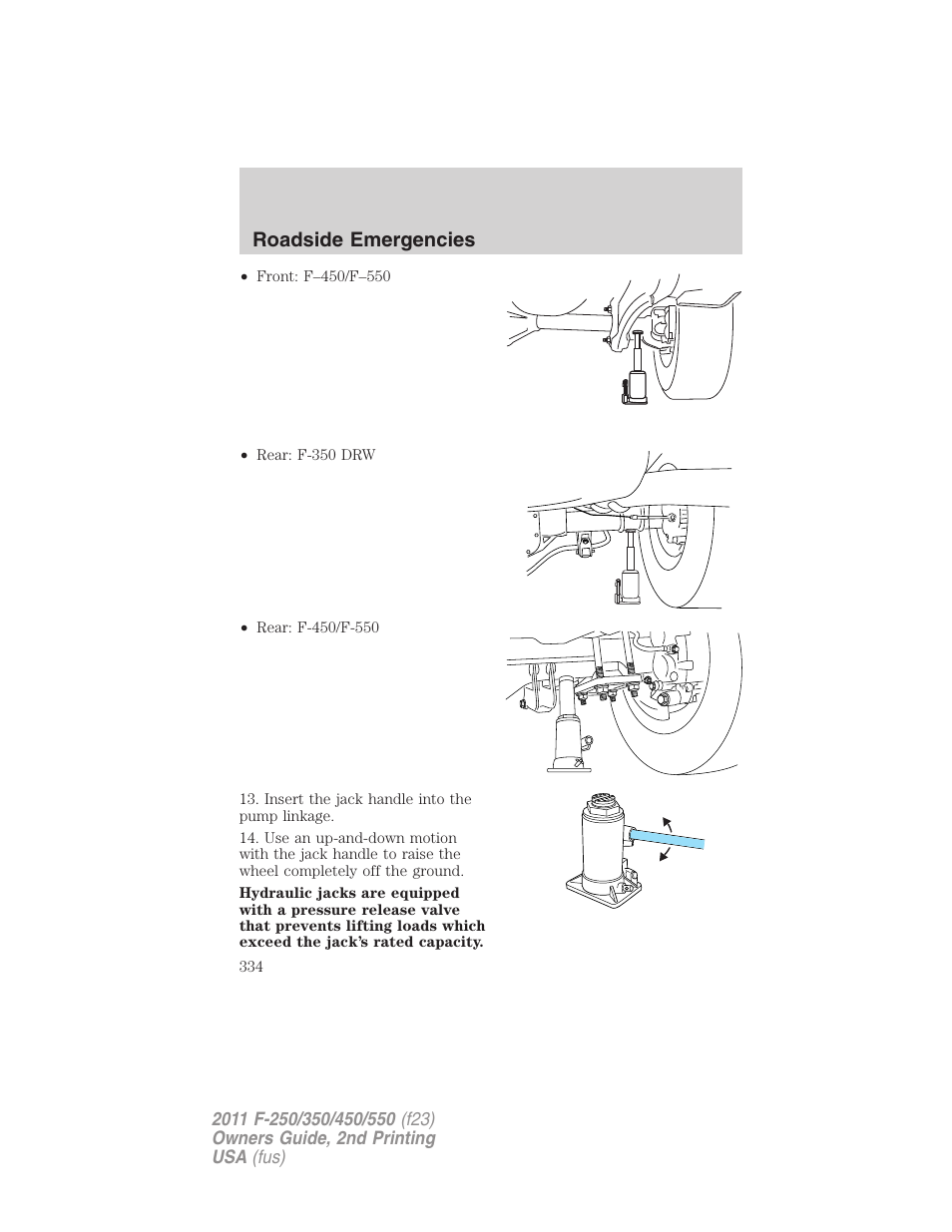 Roadside emergencies | FORD 2011 F-550 v.2 User Manual | Page 334 / 448