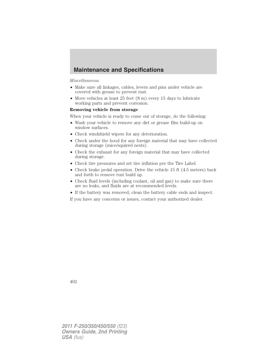 Maintenance and specifications | FORD 2011 F-550 v.2 User Manual | Page 402 / 448