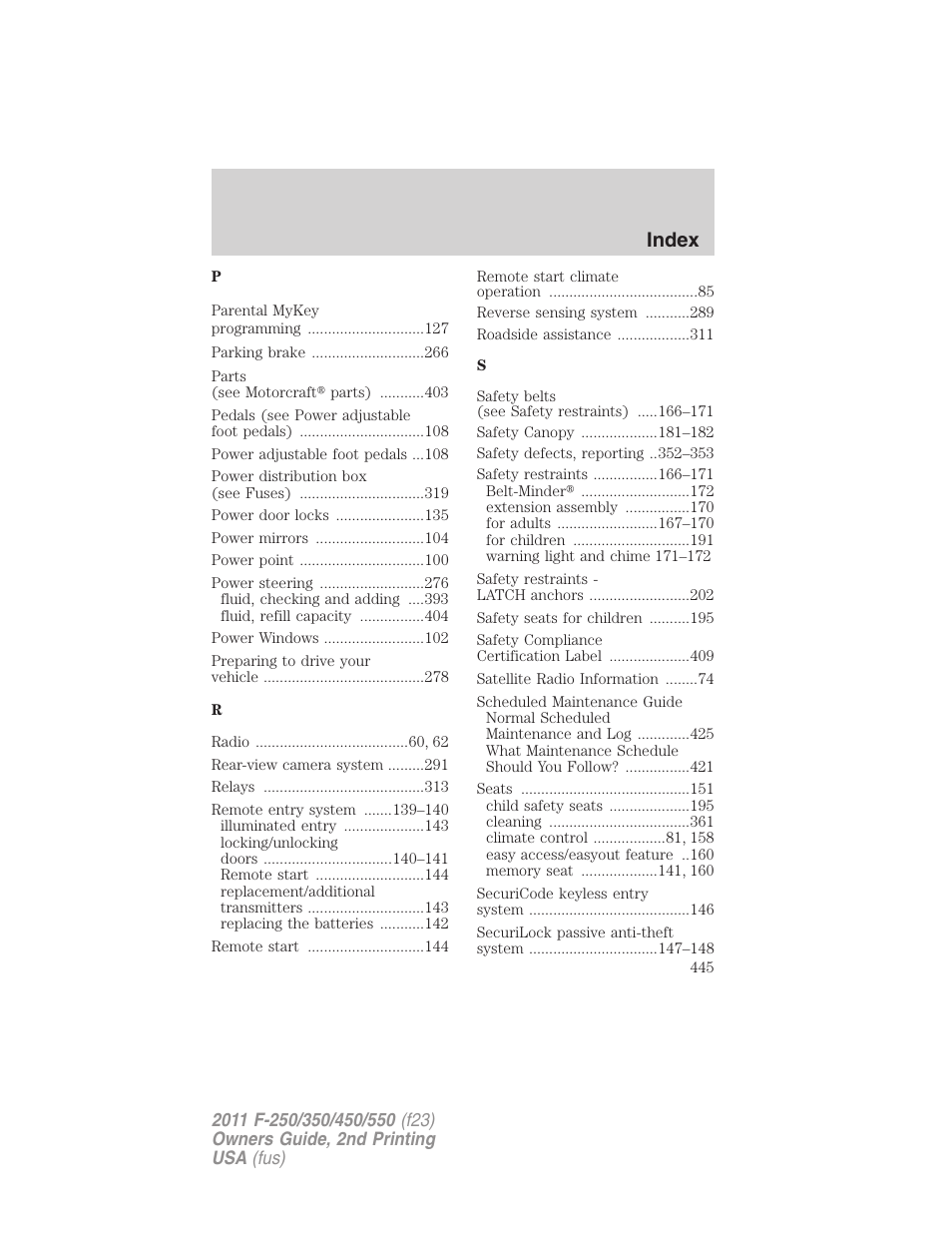 Index | FORD 2011 F-550 v.2 User Manual | Page 445 / 448