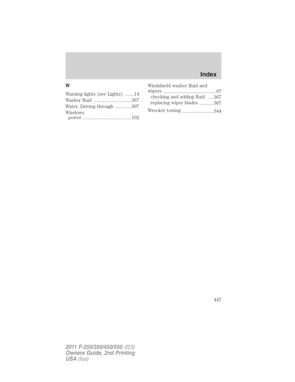 Index | FORD 2011 F-550 v.2 User Manual | Page 447 / 448