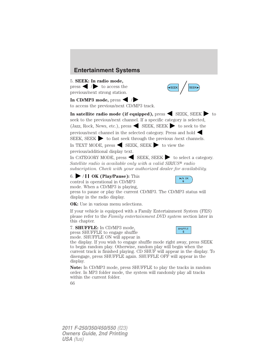 Entertainment systems | FORD 2011 F-550 v.2 User Manual | Page 66 / 448