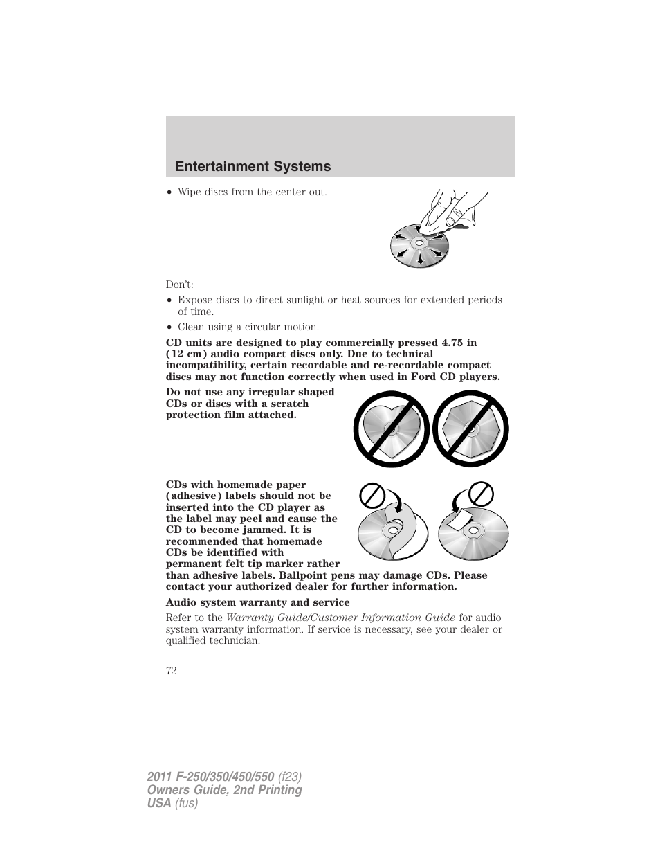 Entertainment systems | FORD 2011 F-550 v.2 User Manual | Page 72 / 448