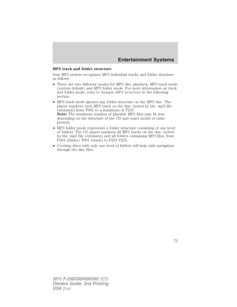 Entertainment systems | FORD 2011 F-550 v.2 User Manual | Page 73 / 448